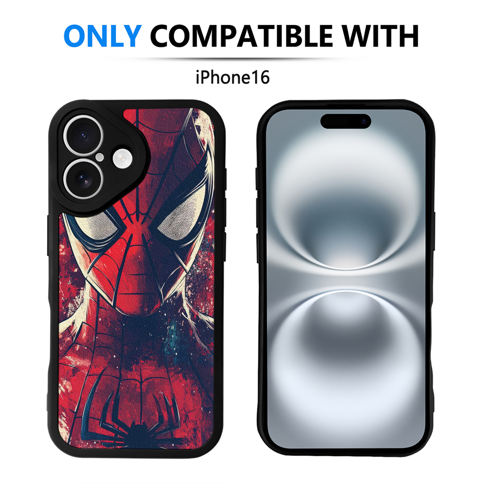 （画像用） Spider Man スパイダーマン 【iPhone 16シリーズ対応】シリコンスマホケース（レザー調） 材質：シリコン